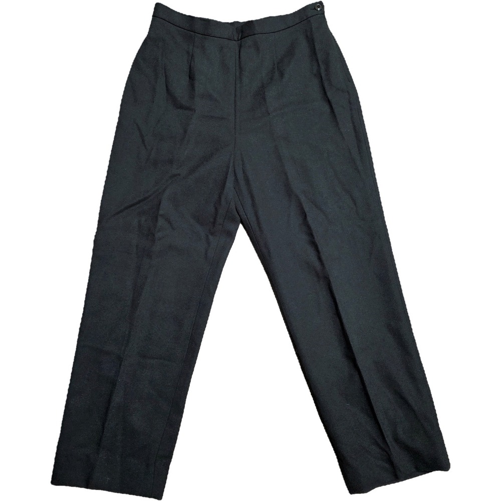 Vintage KASPER Trousers Pants‎ Women's Size 12P Dark Olive Wool Pleated Front